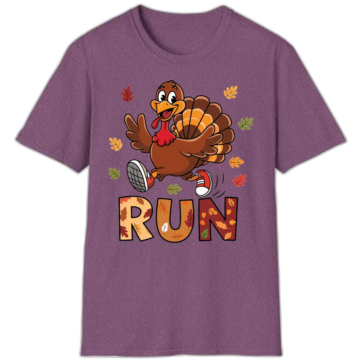 Turkey Trot Running Design T-Shirt in Heather Maroon