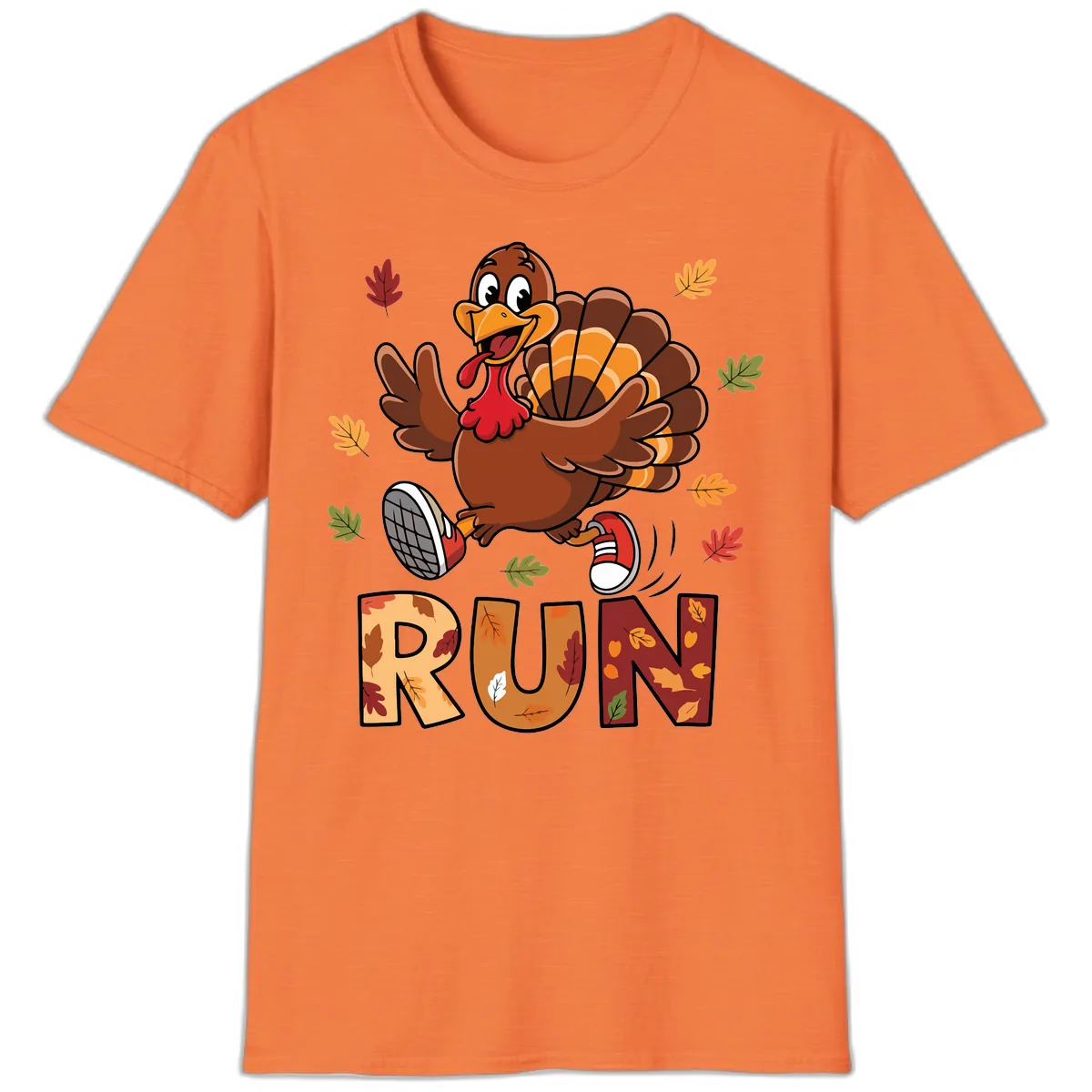 Turkey Trot Running Design T-Shirt in Heather Orange
