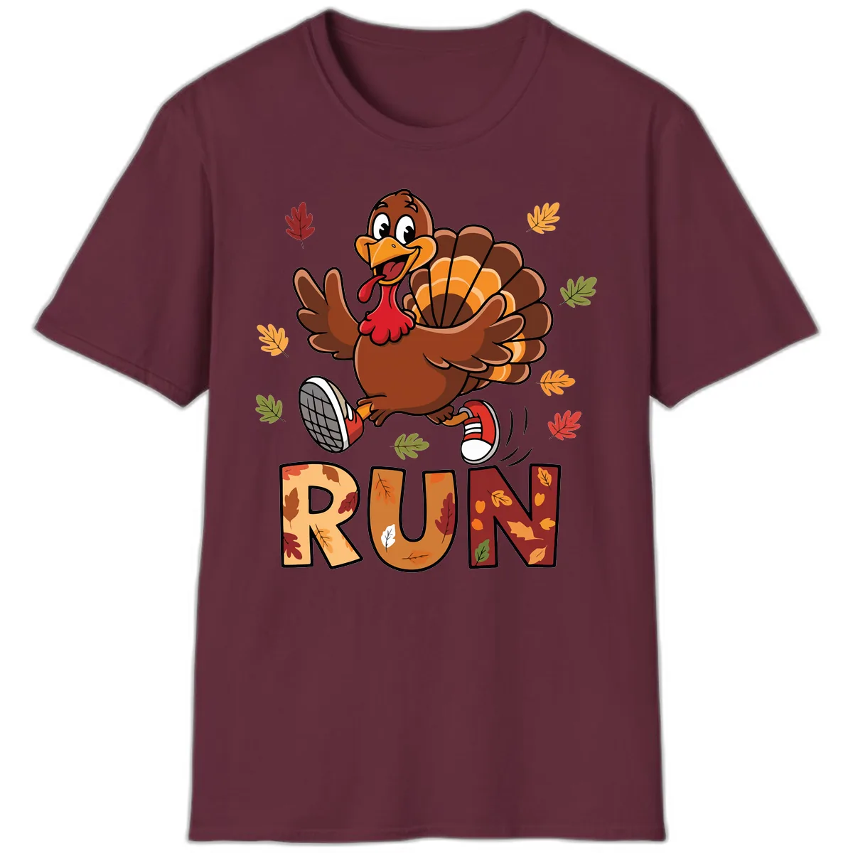 Turkey Trot Running Design T-Shirt in Maroon