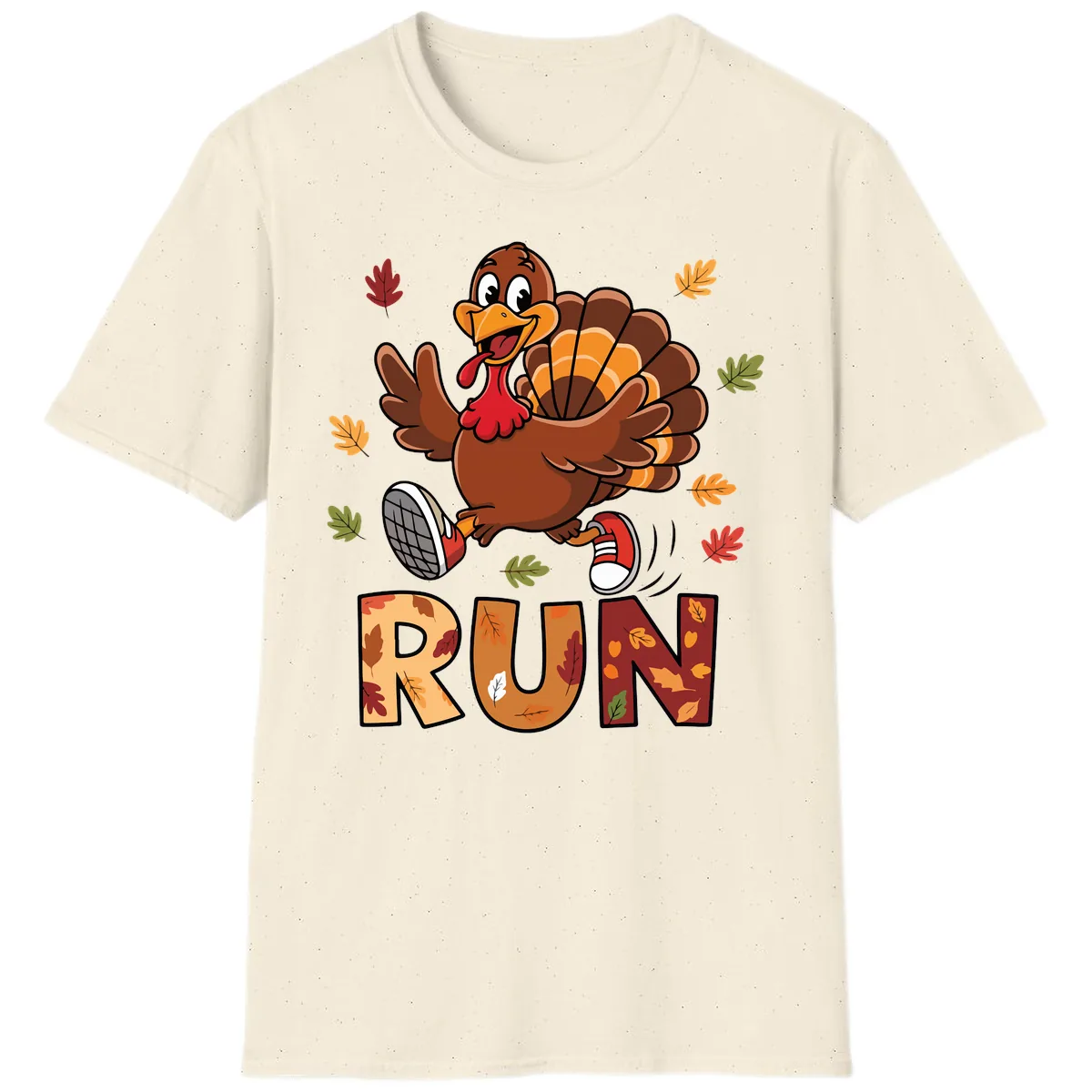 Turkey Trot Running Design T-Shirt in Natural