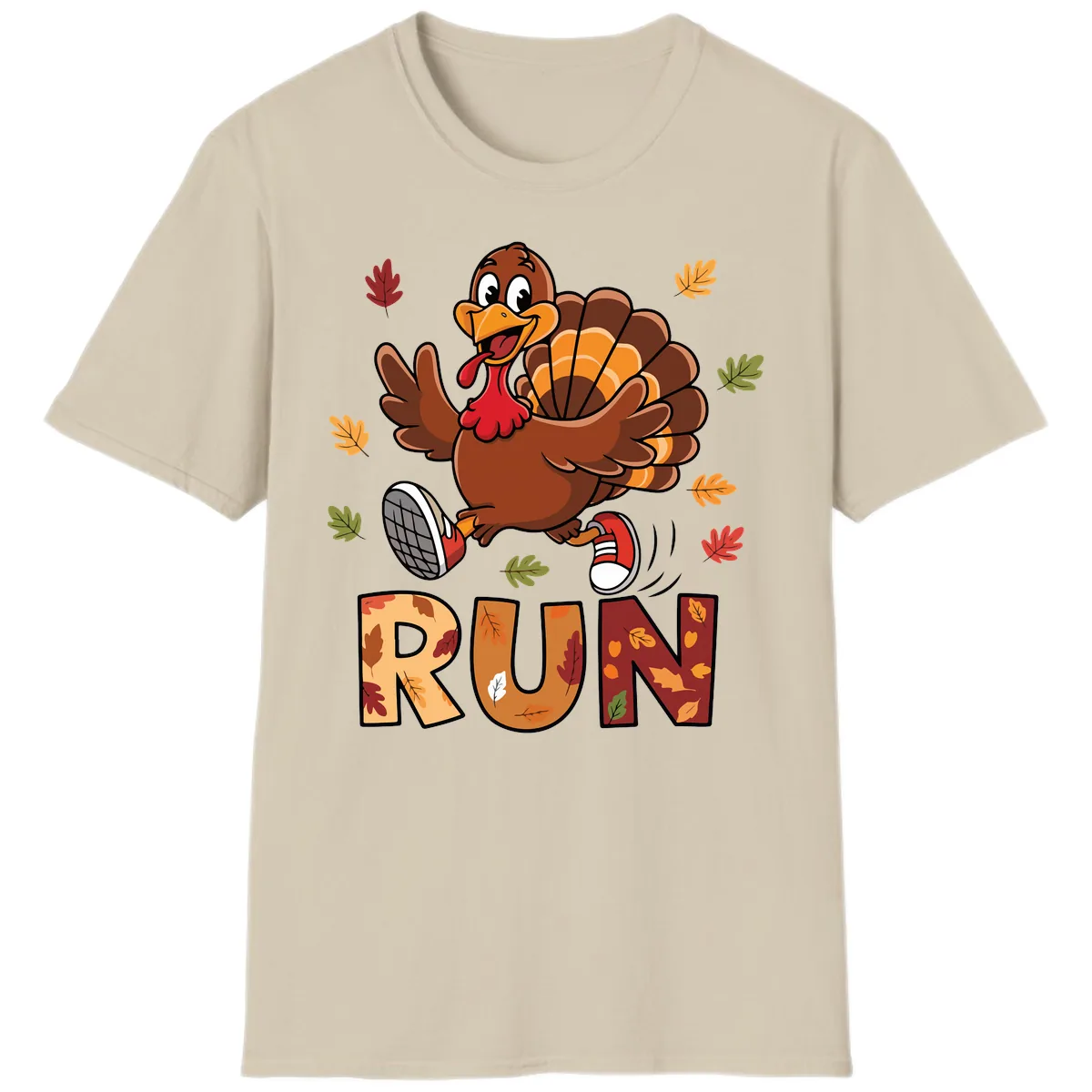 Turkey Trot Running Design T-Shirt in Sand