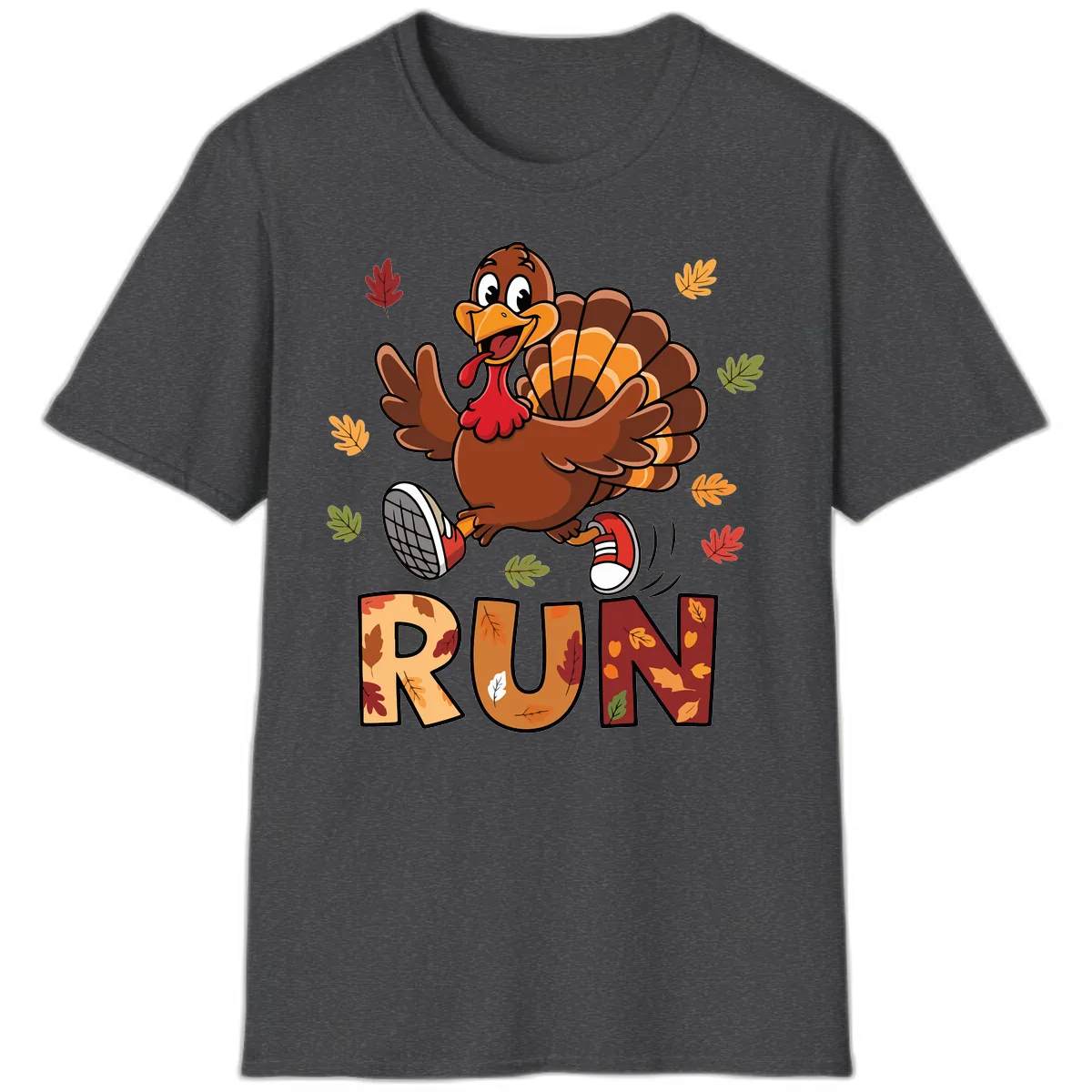 Turkey Trot Running Design T-Shirt in Dark Heather