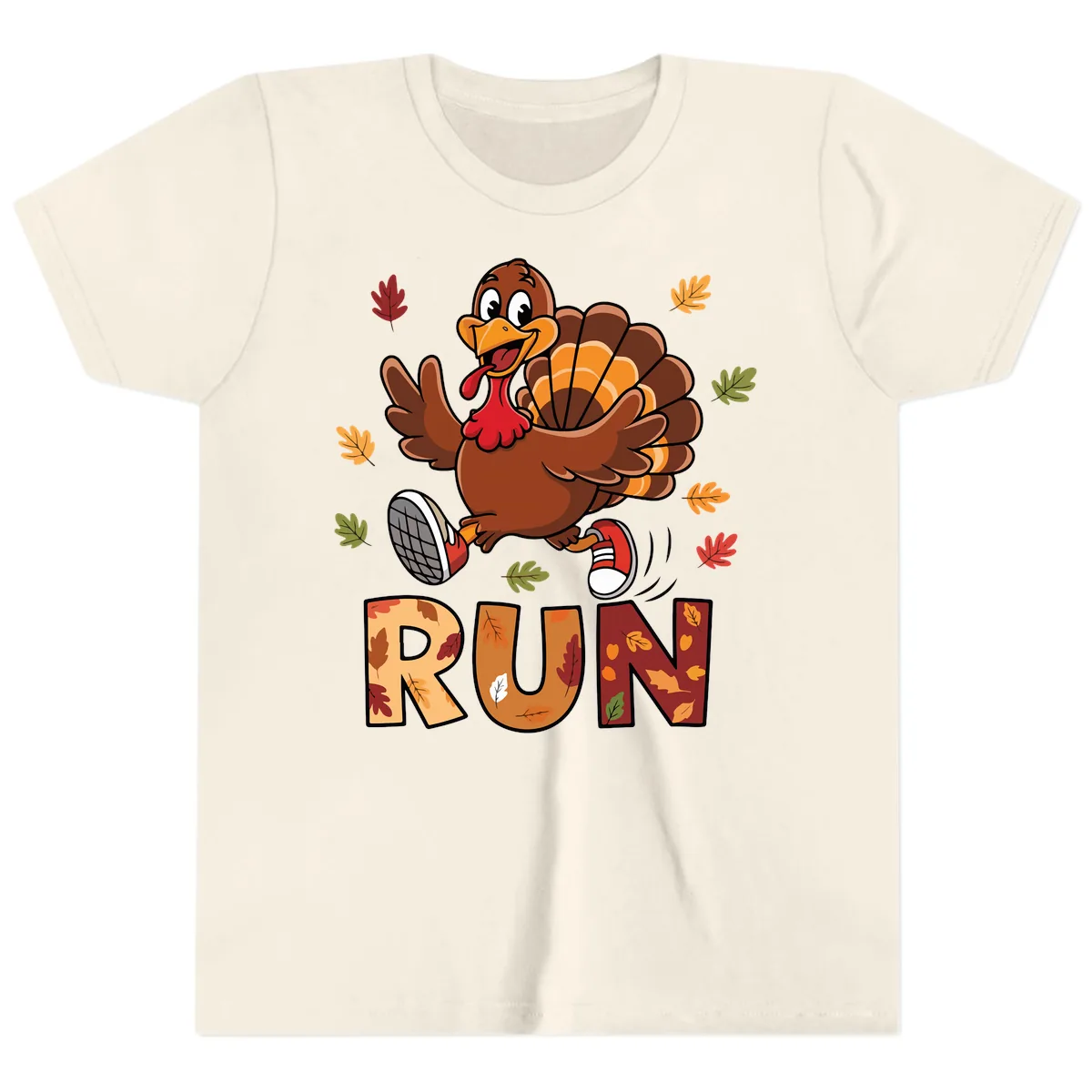 Turkey Trot Running Design Youth T-Shirt in Natural