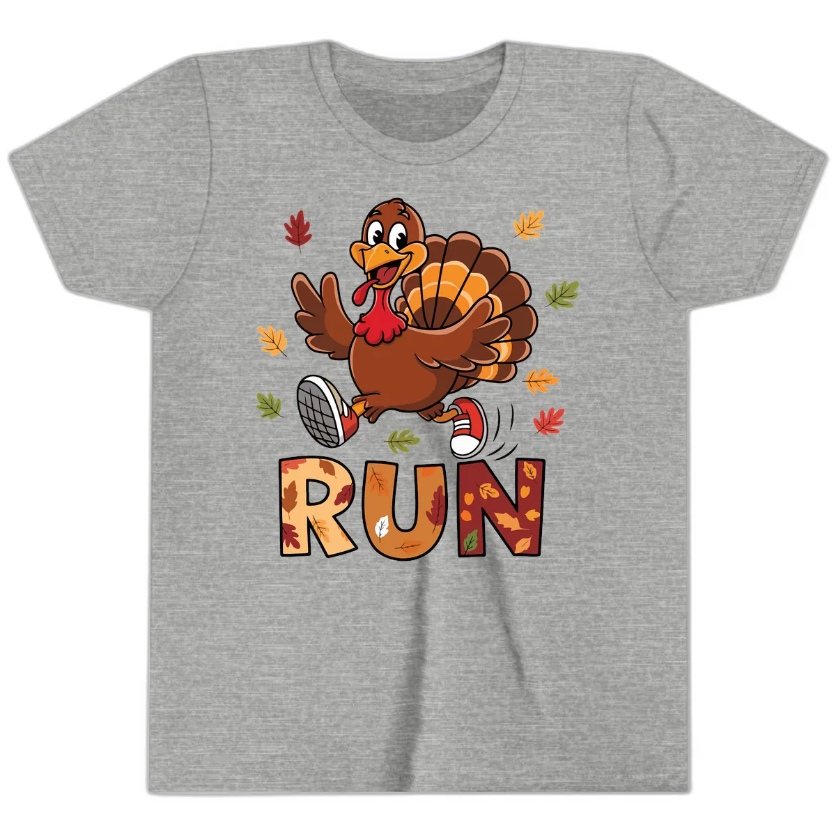Turkey Trot Running Design Youth T-Shirt in Athletic Heather