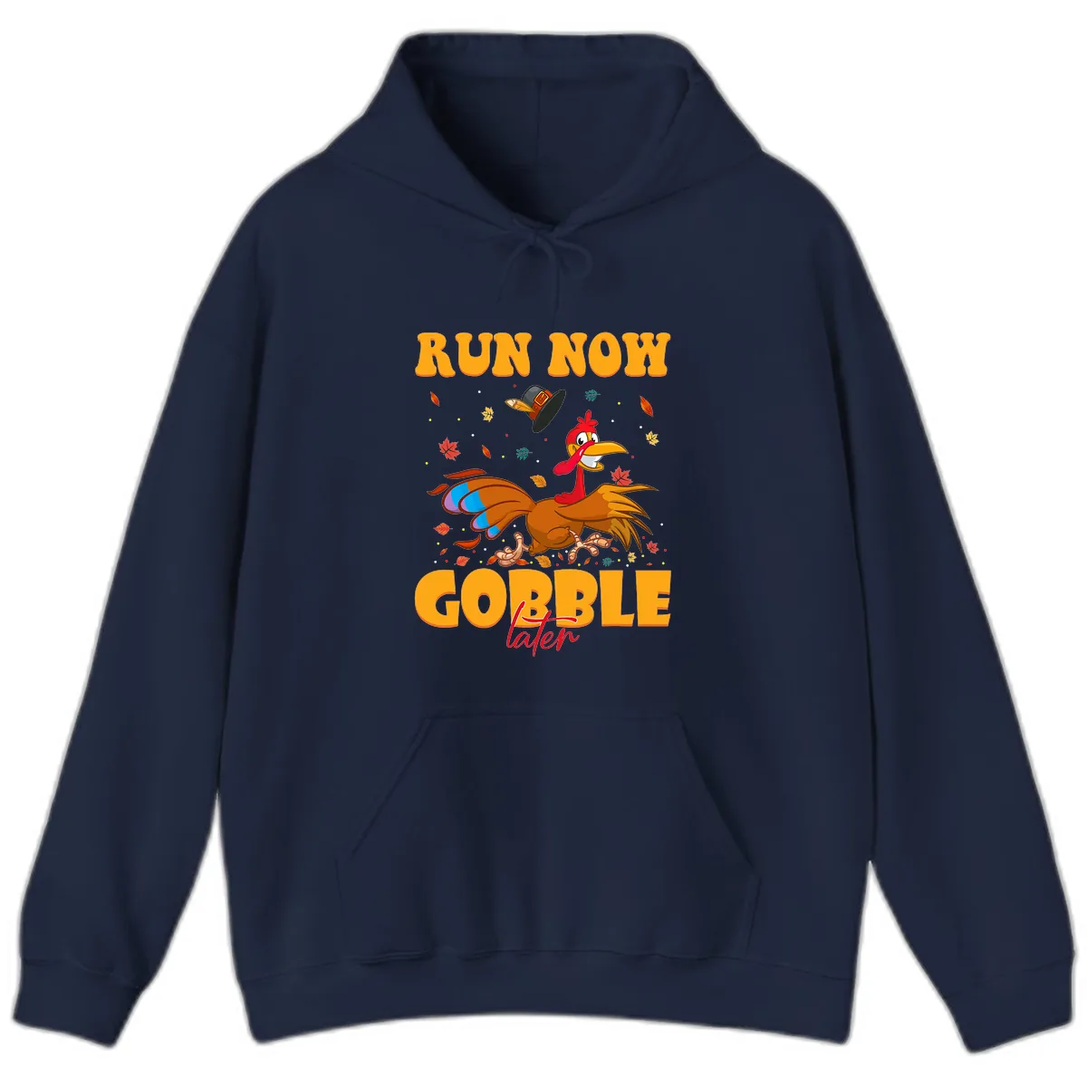 Run Now Gobble Later Turkey Trot Hoodie in Navy