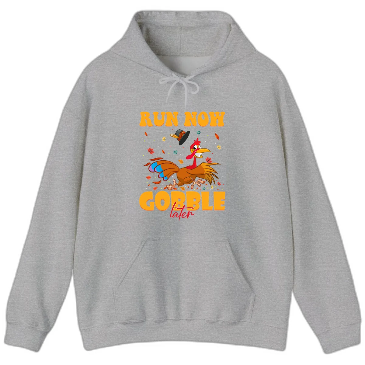 Run Now Gobble Later Turkey Trot Hoodie in Sport Grey