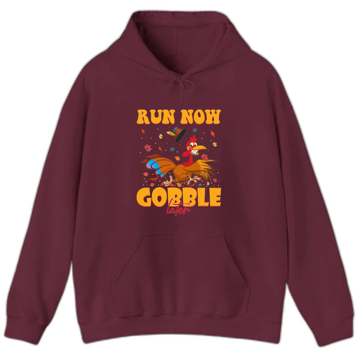 Run Now Gobble Later Turkey Trot Hoodie in Maroon