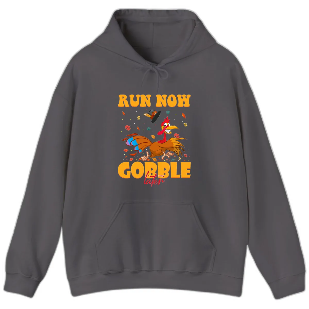 Run Now Gobble Later Turkey Trot Hoodie in Charcoal