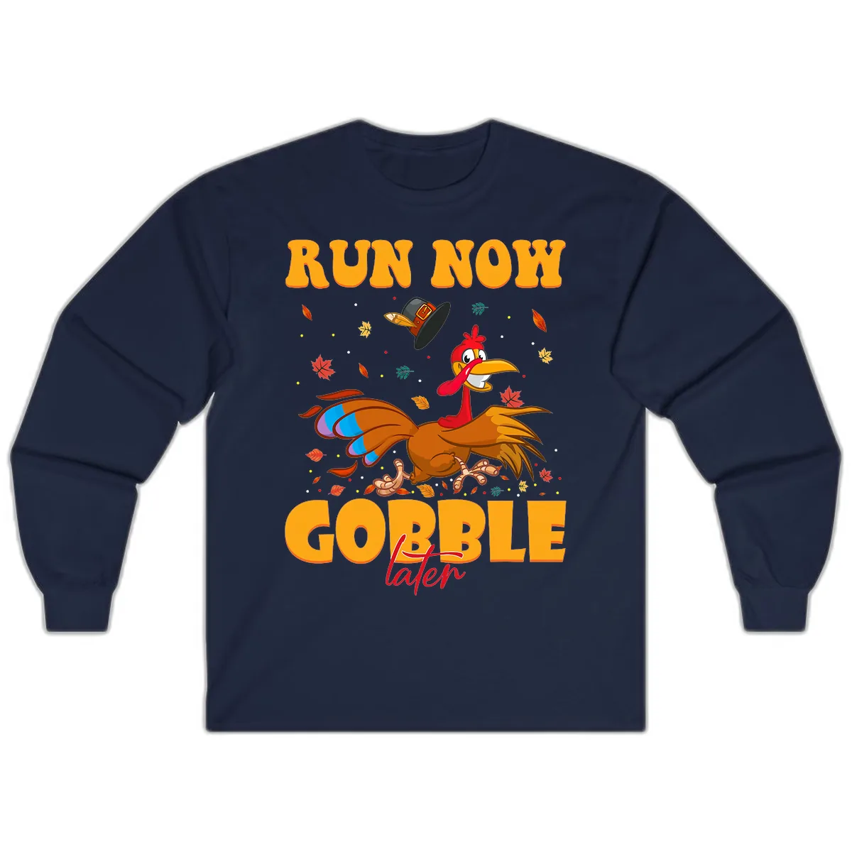 Run Now Gobble Later Turkey Trot Long Sleeve in Navy