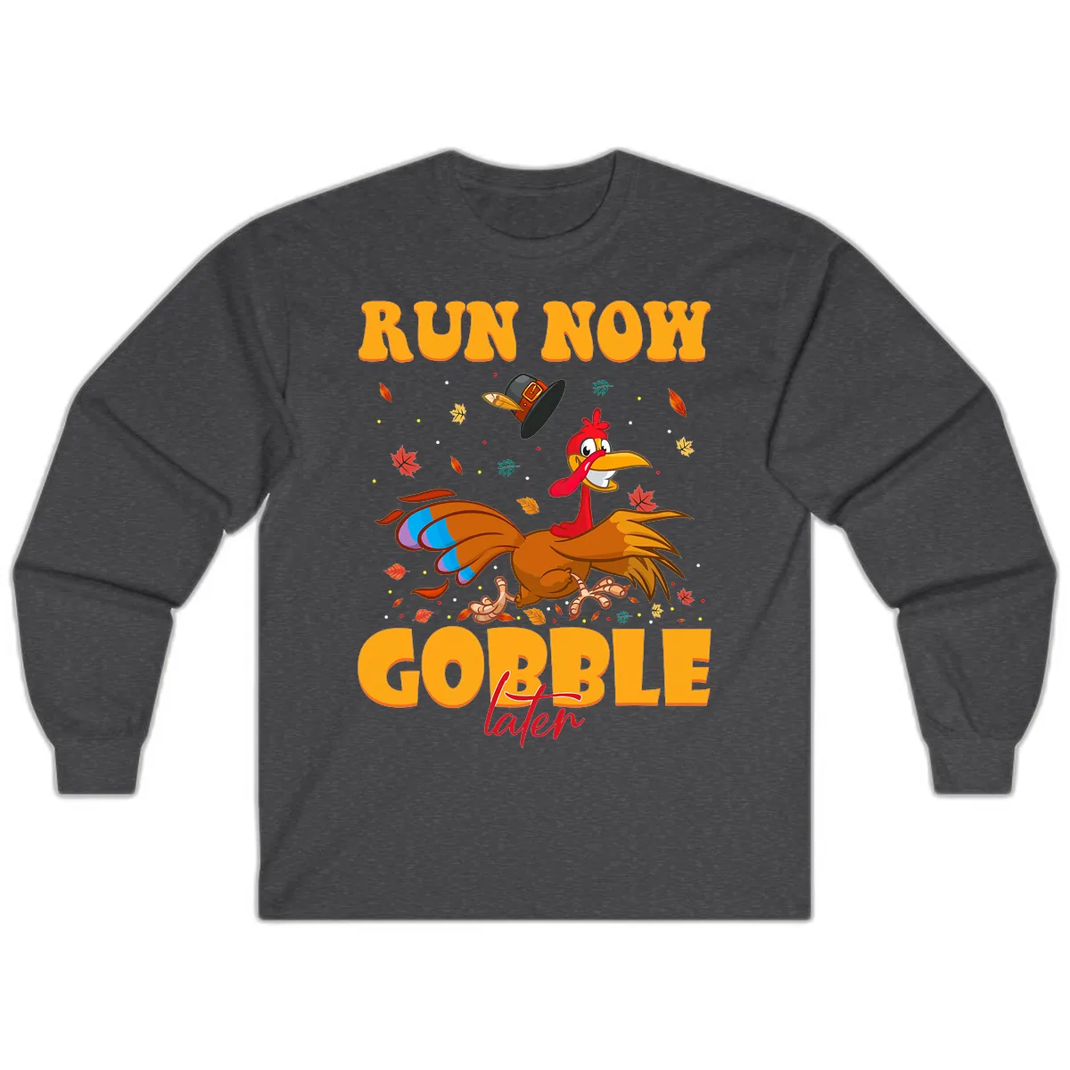 Run Now Gobble Later Turkey Trot Long Sleeve in Dark Heather