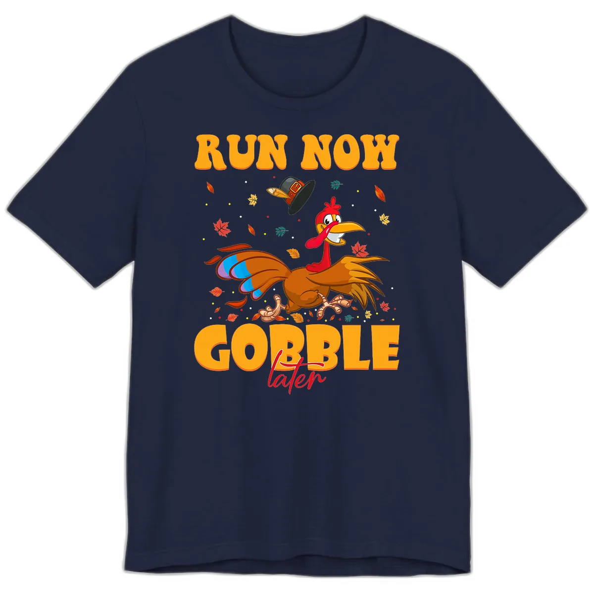 Run Now Gobble Later Turkey Trot Premium T-Shirt in Navy