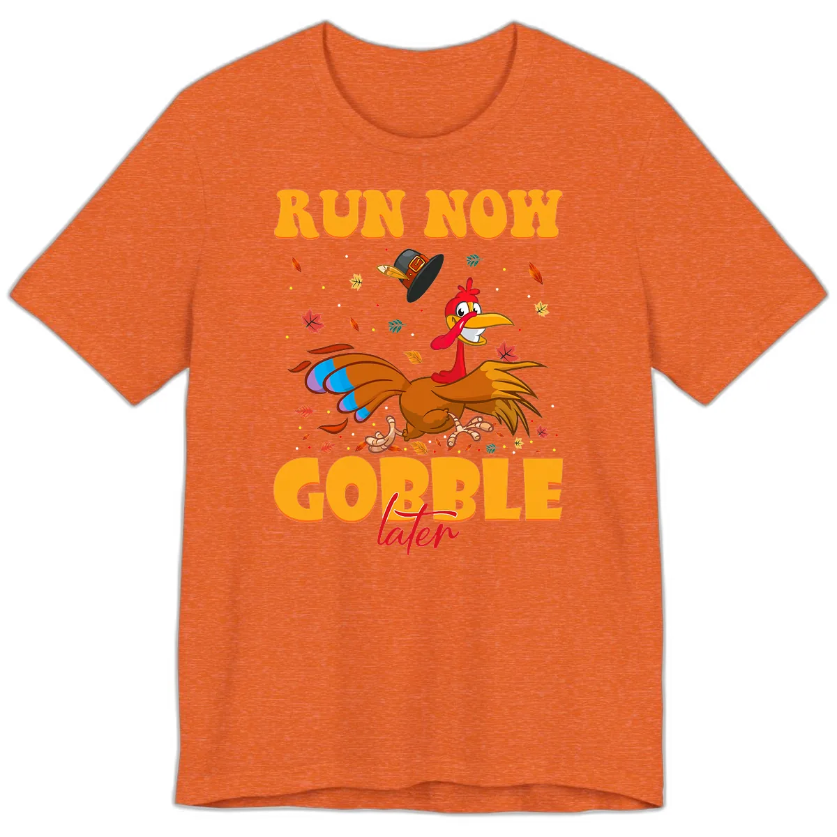 Run Now Gobble Later Turkey Trot Premium T-Shirt in Heather Orange