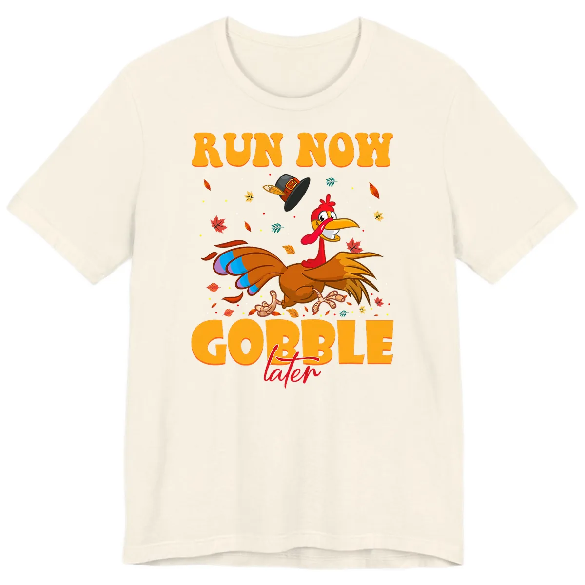 Run Now Gobble Later Turkey Trot Premium T-Shirt in Natural