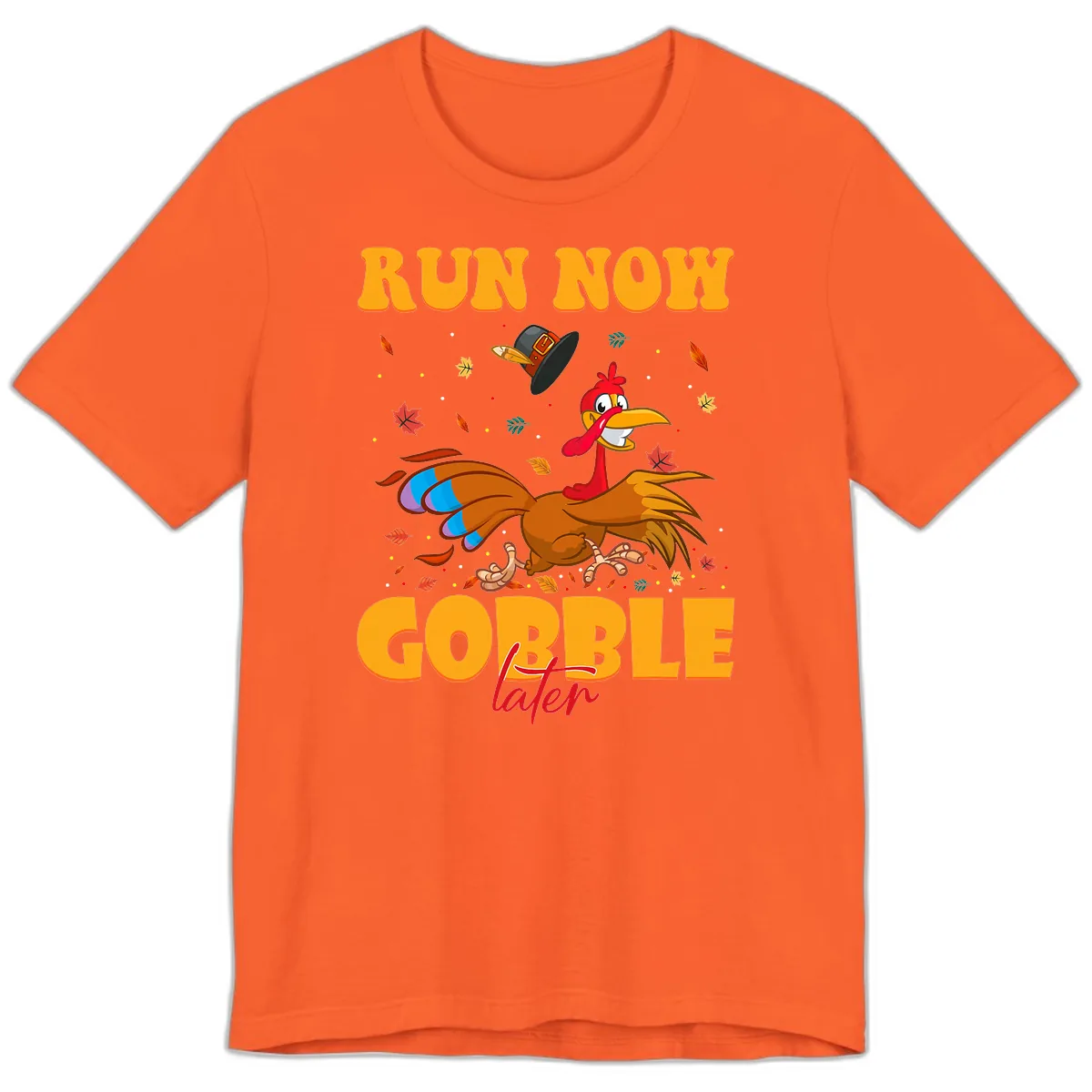 Run Now Gobble Later Turkey Trot Premium T-Shirt in Orange
