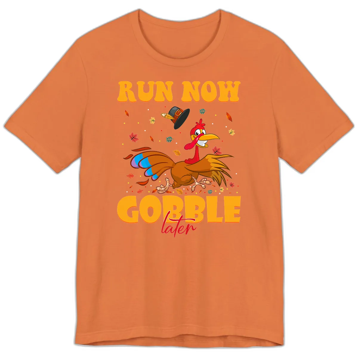 Run Now Gobble Later Turkey Trot Premium T-Shirt in Burnt Orange