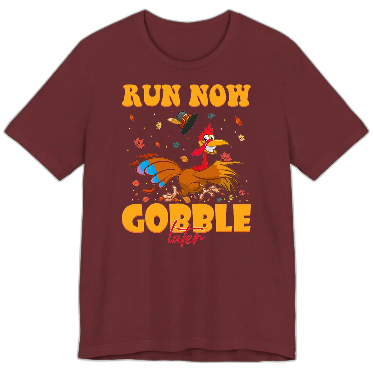 Run Now Gobble Later Turkey Trot Premium T-Shirt in Heather Cardinal
