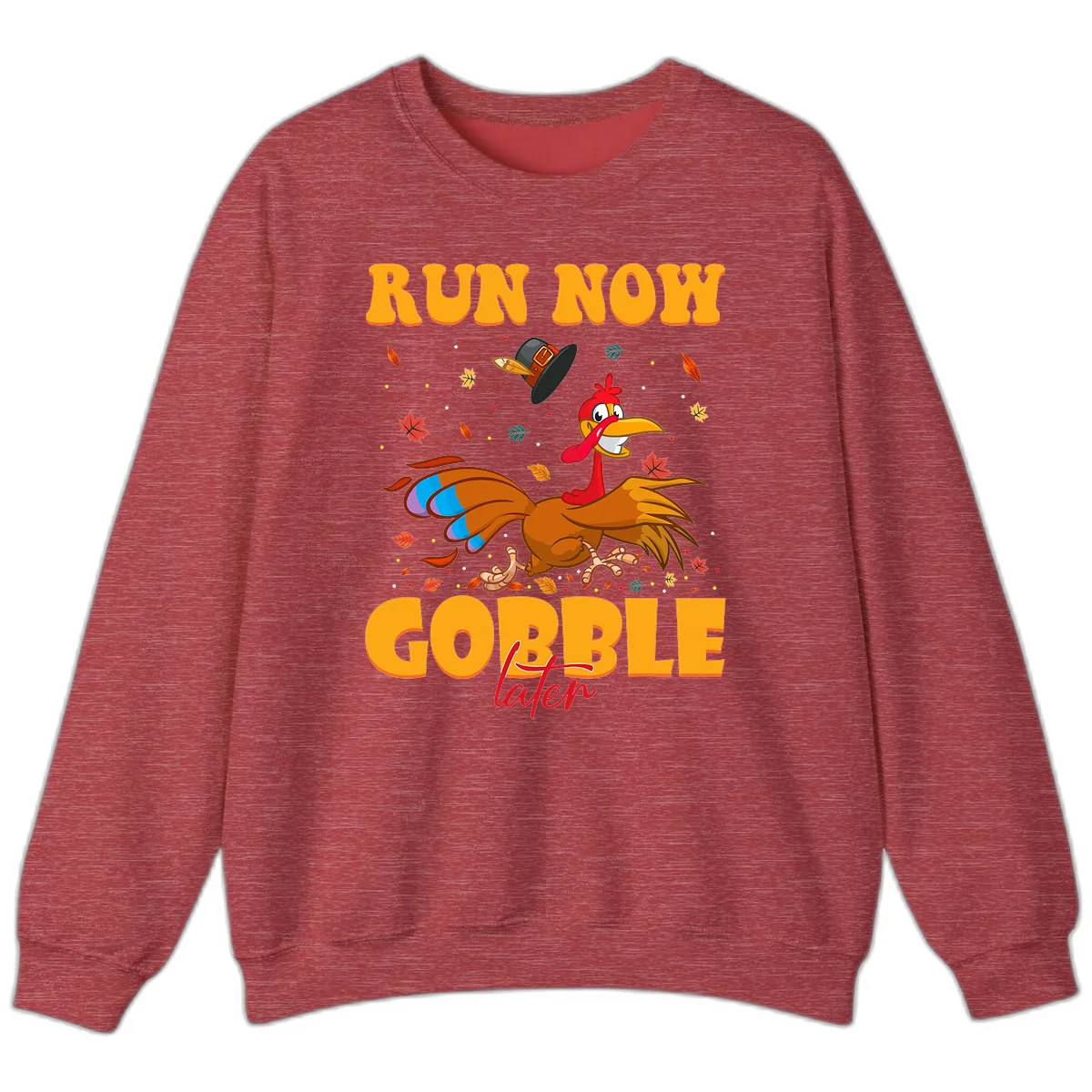 Run Now Gobble Later Turkey Trot Sweatshirt in Heather Scarlet Red