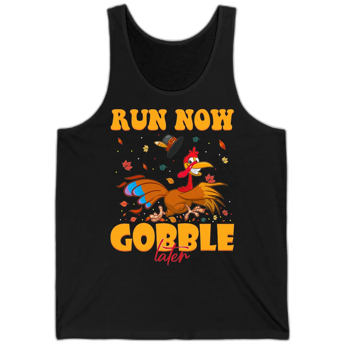 Run Now Gobble Later Turkey Trot Tank in Black