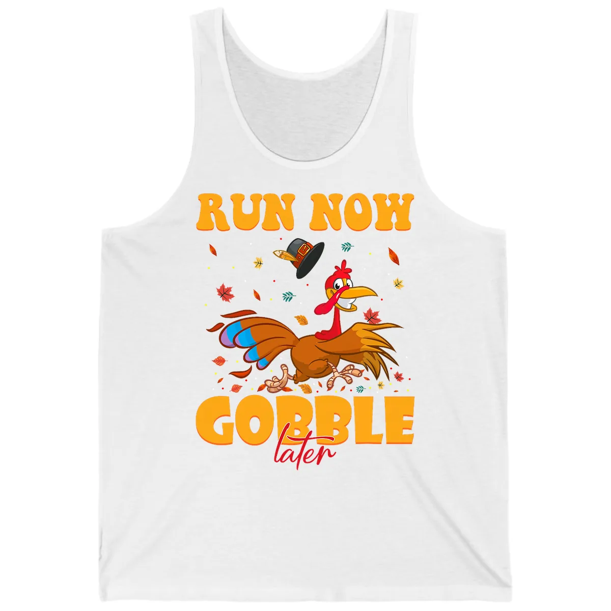Run Now Gobble Later Turkey Trot Tank in White