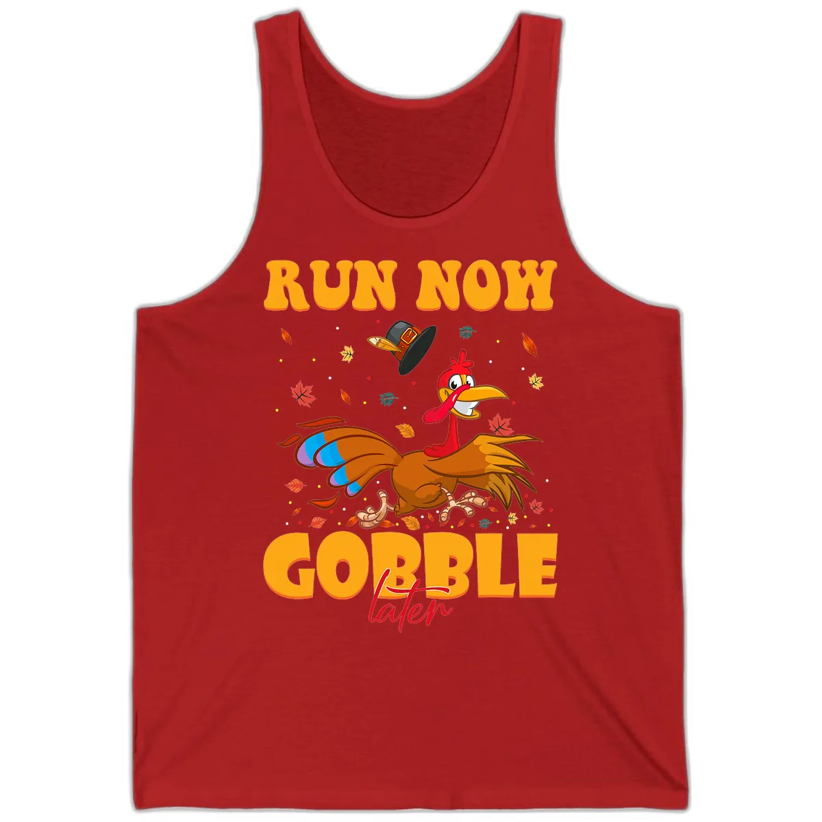 Run Now Gobble Later Turkey Trot Tank in Red