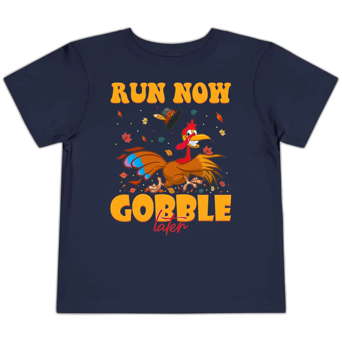 Run Now Gobble Later Turkey Trot Toddler T-Shirt in Navy