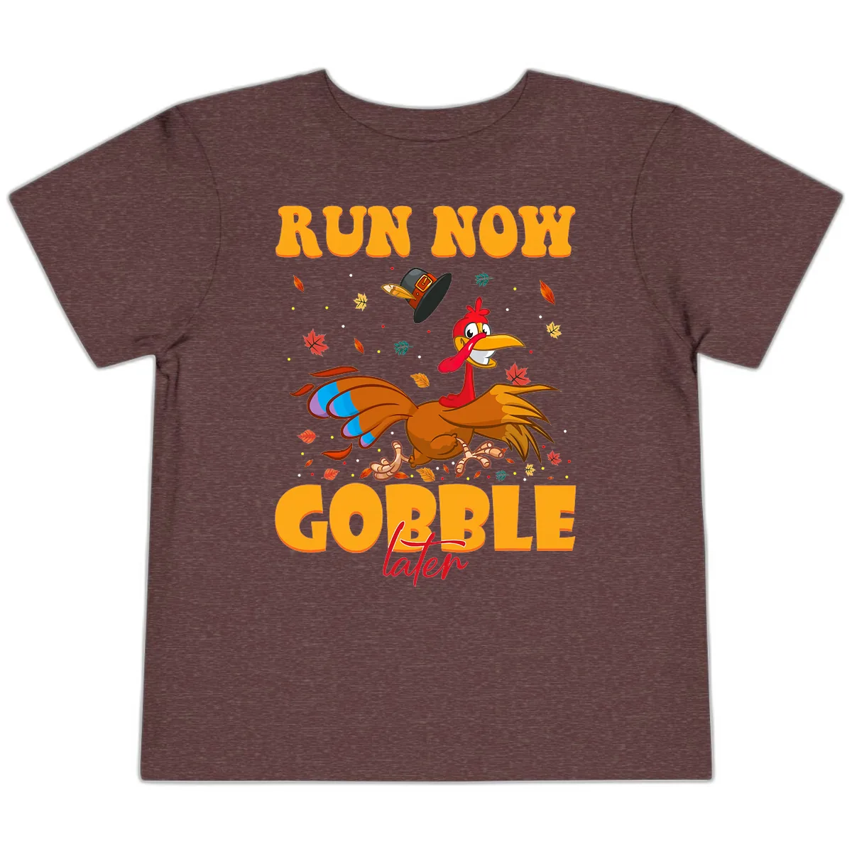 Run Now Gobble Later Turkey Trot Toddler T-Shirt in Heather Maroon