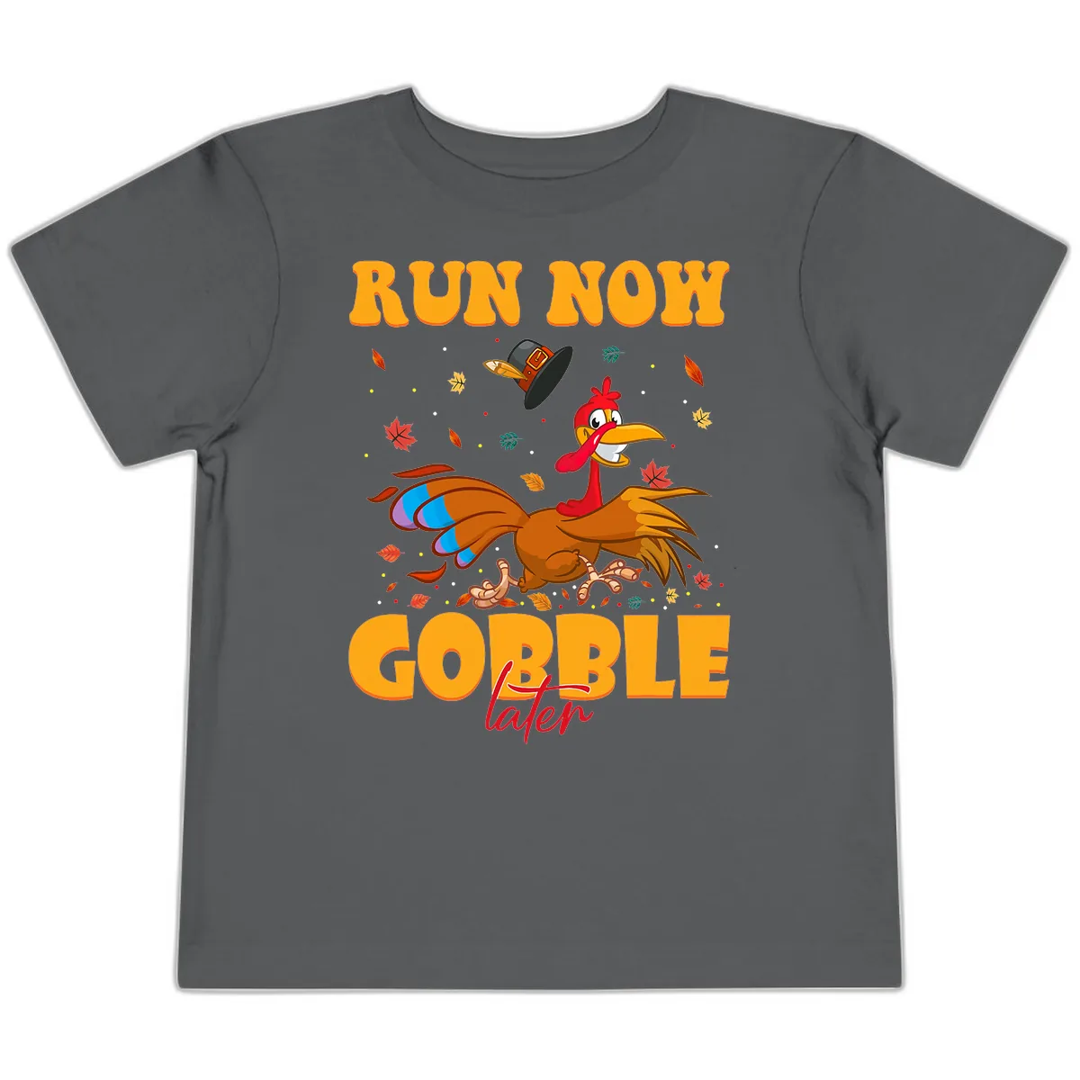 Run Now Gobble Later Turkey Trot Toddler T-Shirt in Asphalt