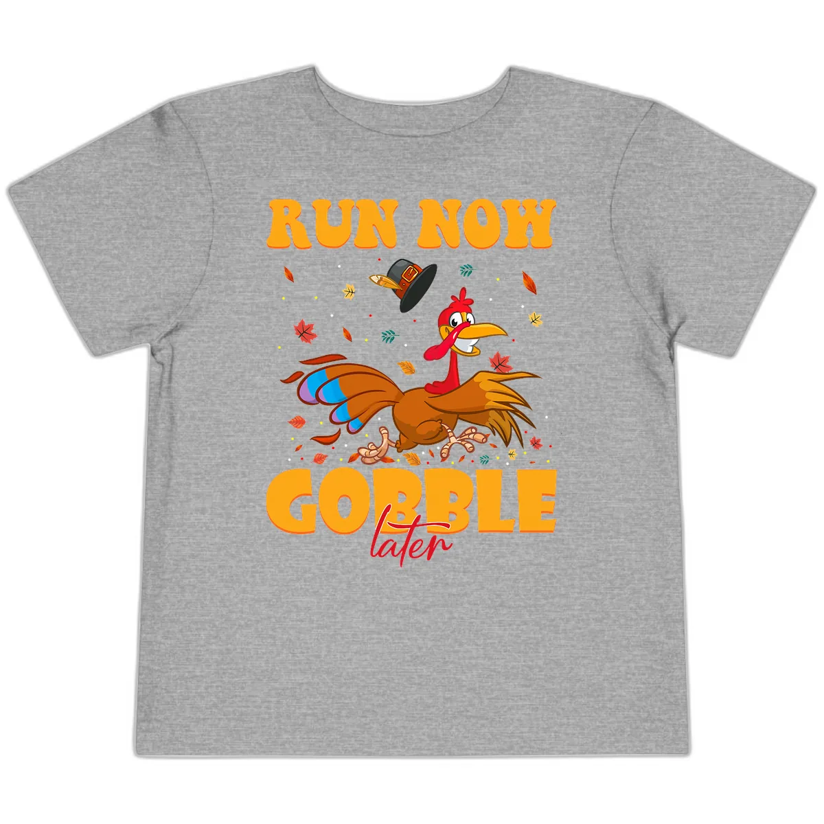Run Now Gobble Later Turkey Trot Toddler T-Shirt in Athletic Heather