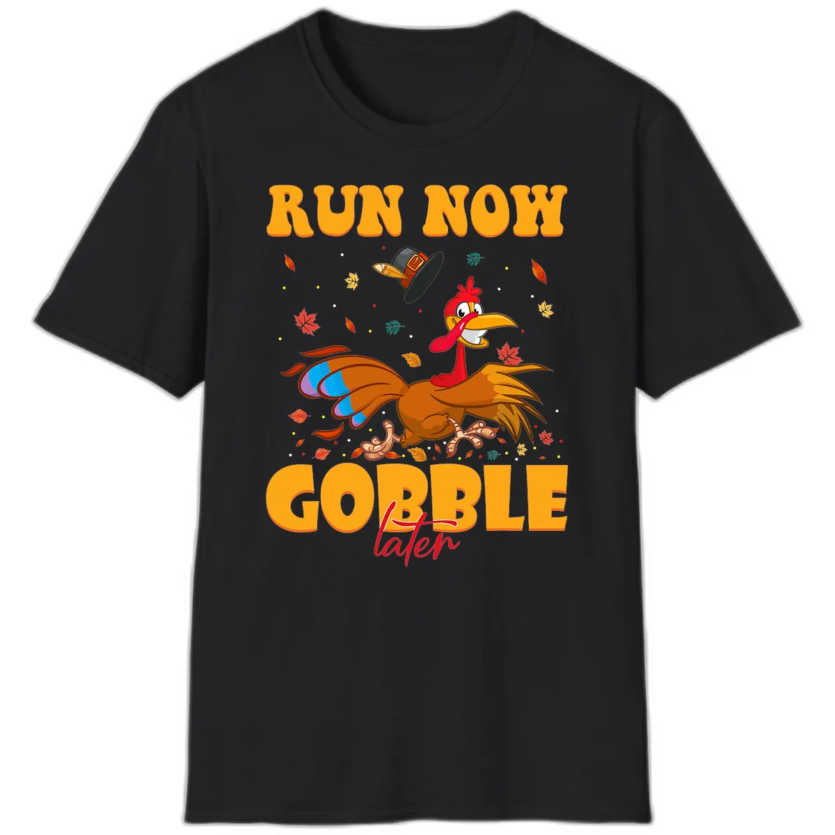 Run Now Gobble Later Turkey Trot T-Shirt in Black