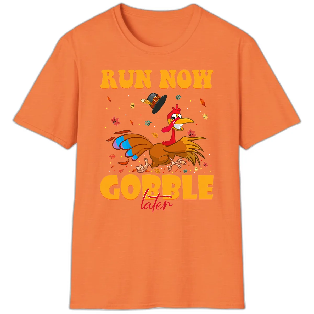 Run Now Gobble Later Turkey Trot T-Shirt in Heather Orange