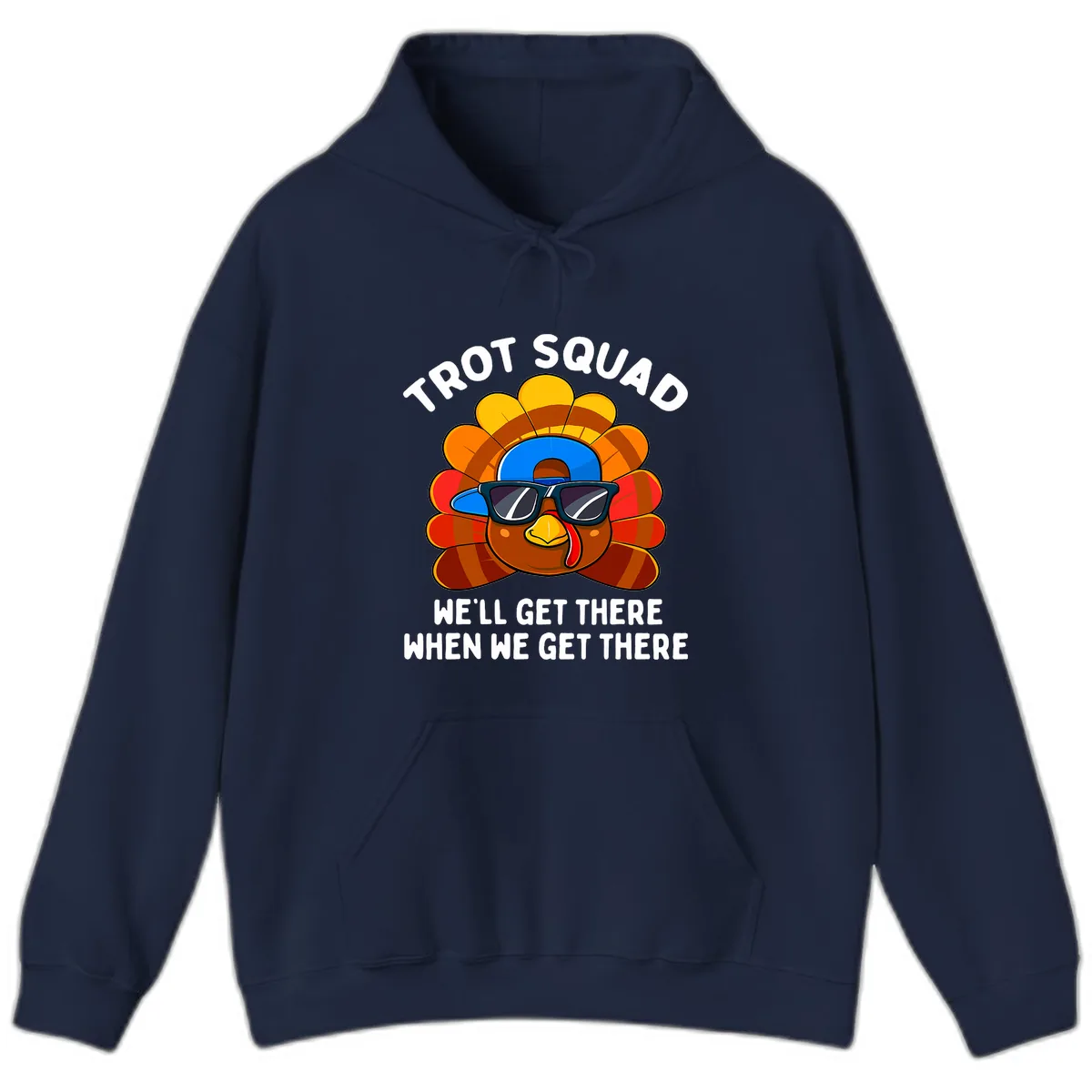Trot Squad Turkey Thanksgiving Hoodie in Navy