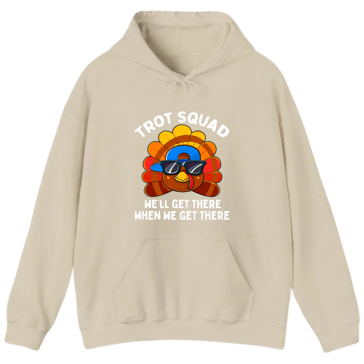 Trot Squad Turkey Thanksgiving Hoodie in Sand