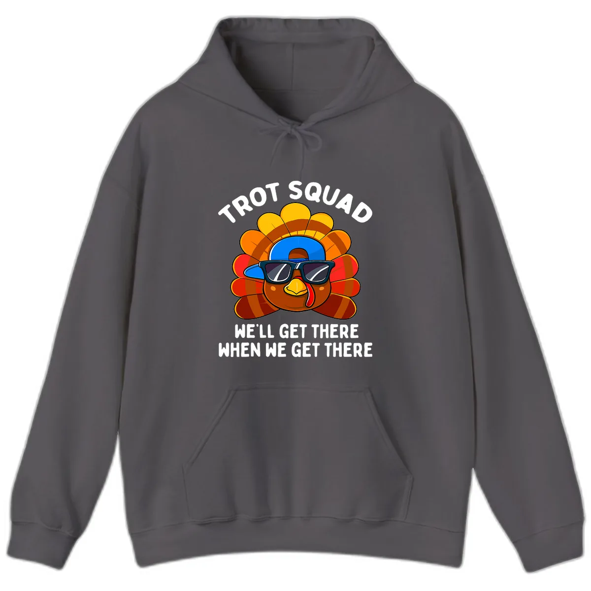 Trot Squad Turkey Thanksgiving Hoodie in Charcoal