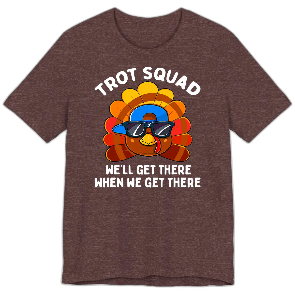 Trot Squad Turkey Thanksgiving Premium T-Shirt in Heather Maroon