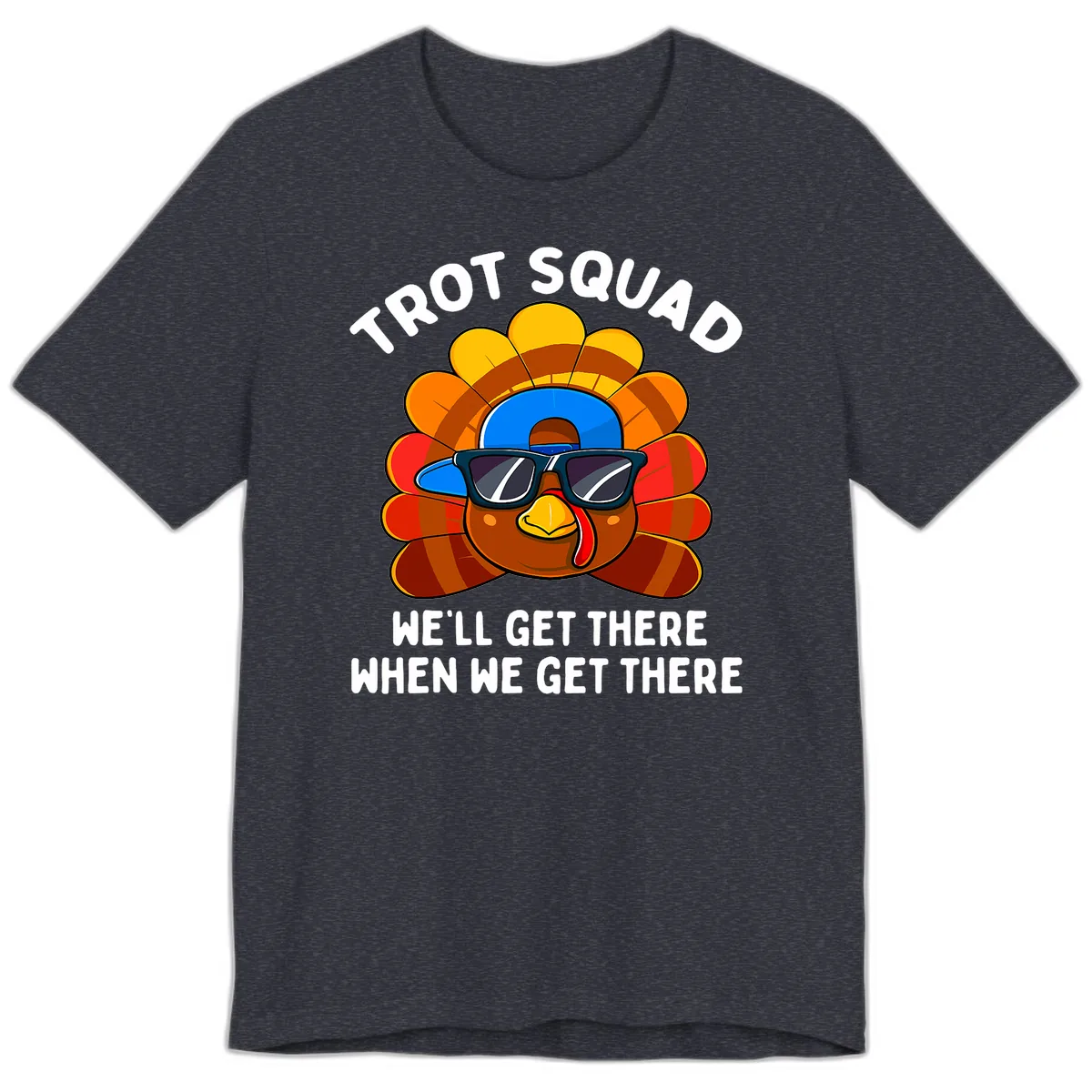Trot Squad Turkey Thanksgiving Premium T-Shirt in Heather Navy