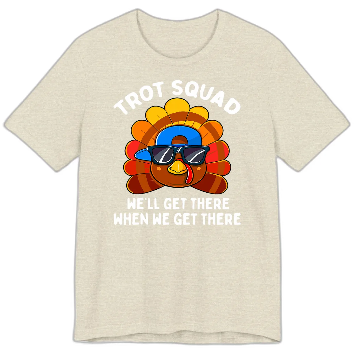 Trot Squad Turkey Thanksgiving Premium T-Shirt in Heather Prism Natural