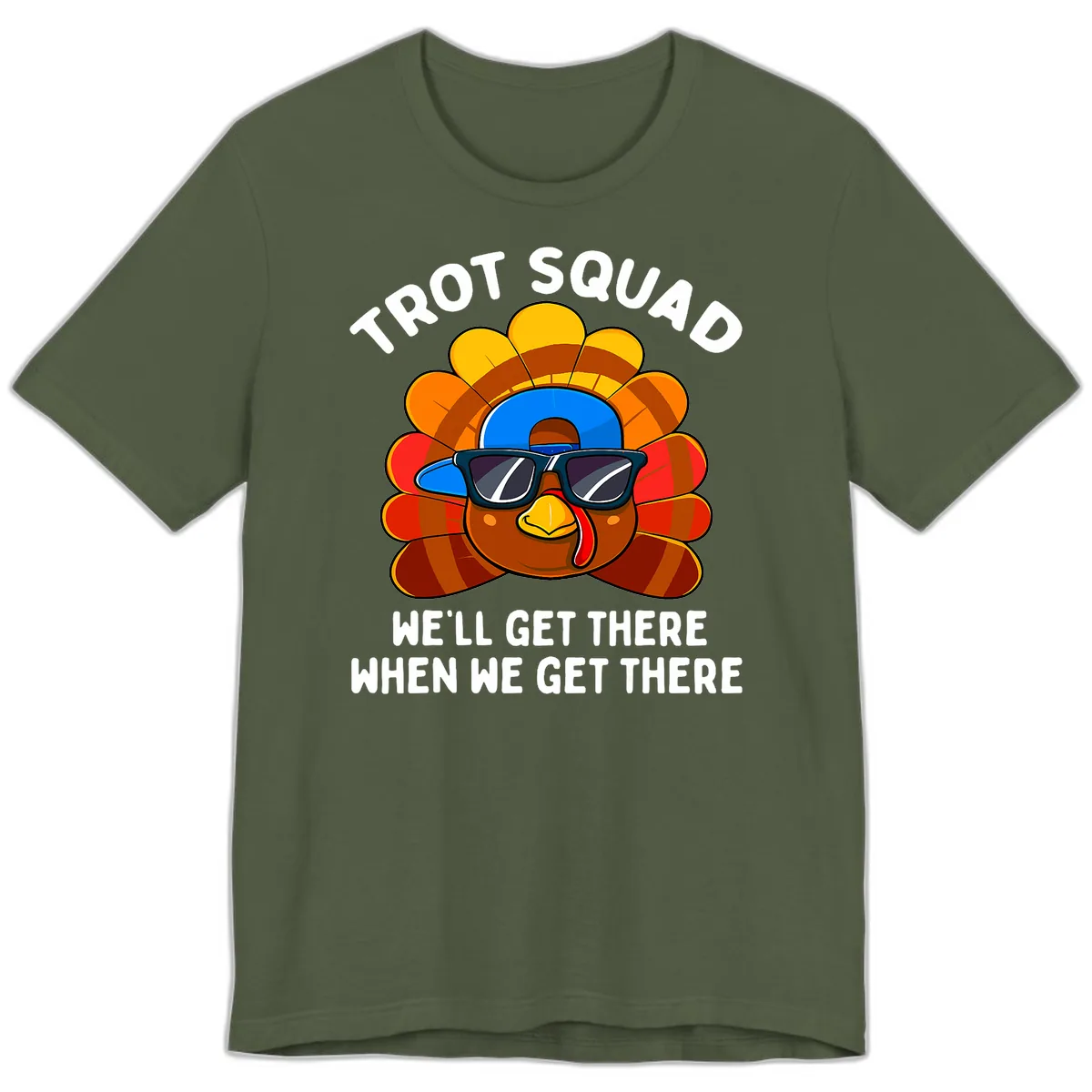 Trot Squad Turkey Thanksgiving Premium T-Shirt in Military Green