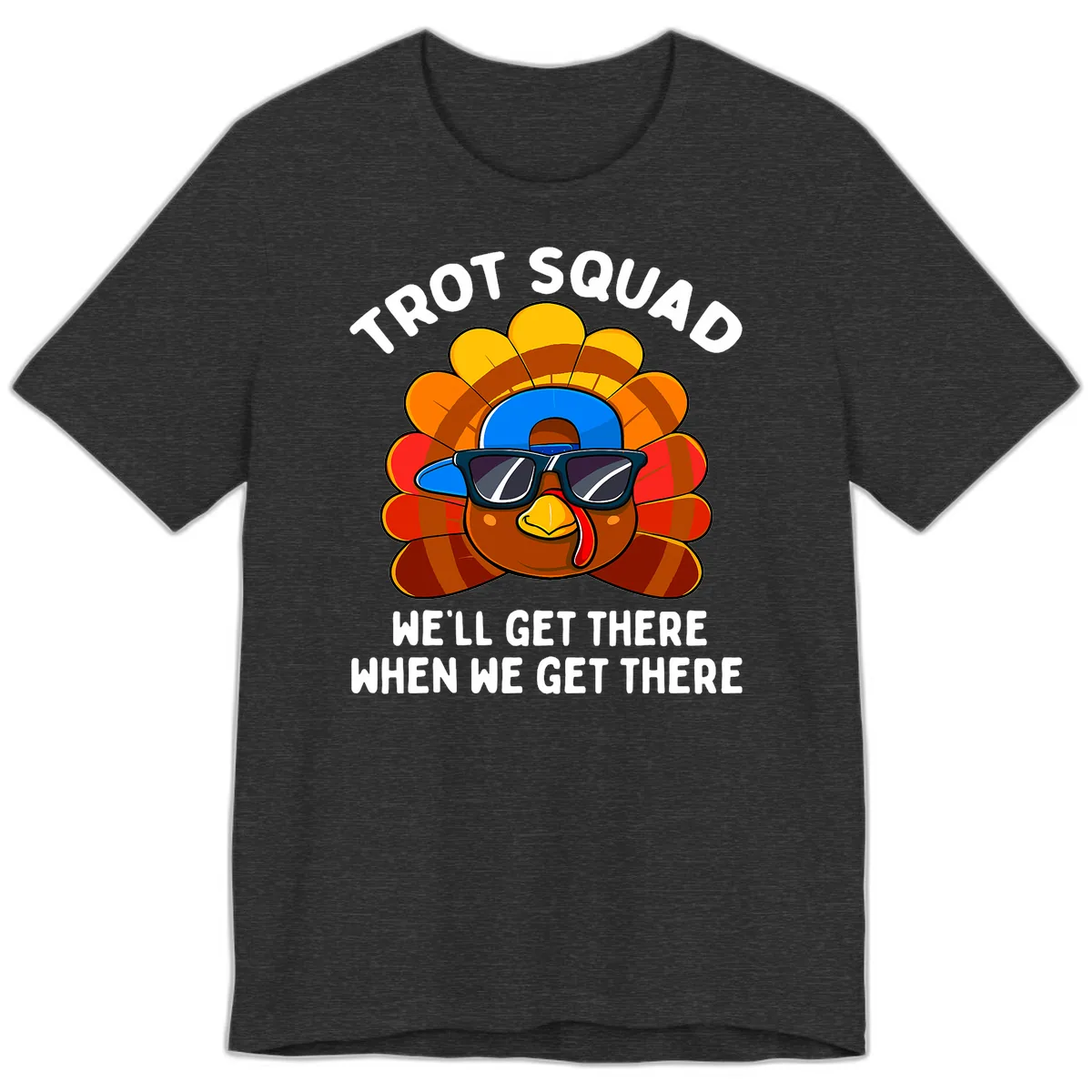 Trot Squad Turkey Thanksgiving Premium T-Shirt in Dark Grey Heather