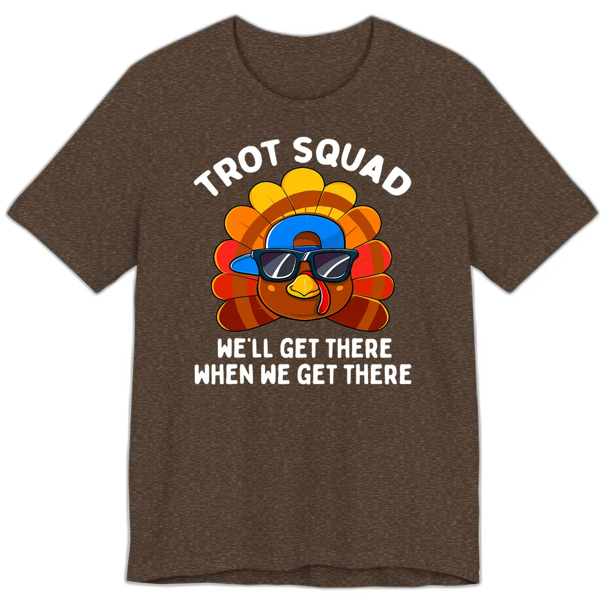 Trot Squad Turkey Thanksgiving Premium T-Shirt in Heather Brown