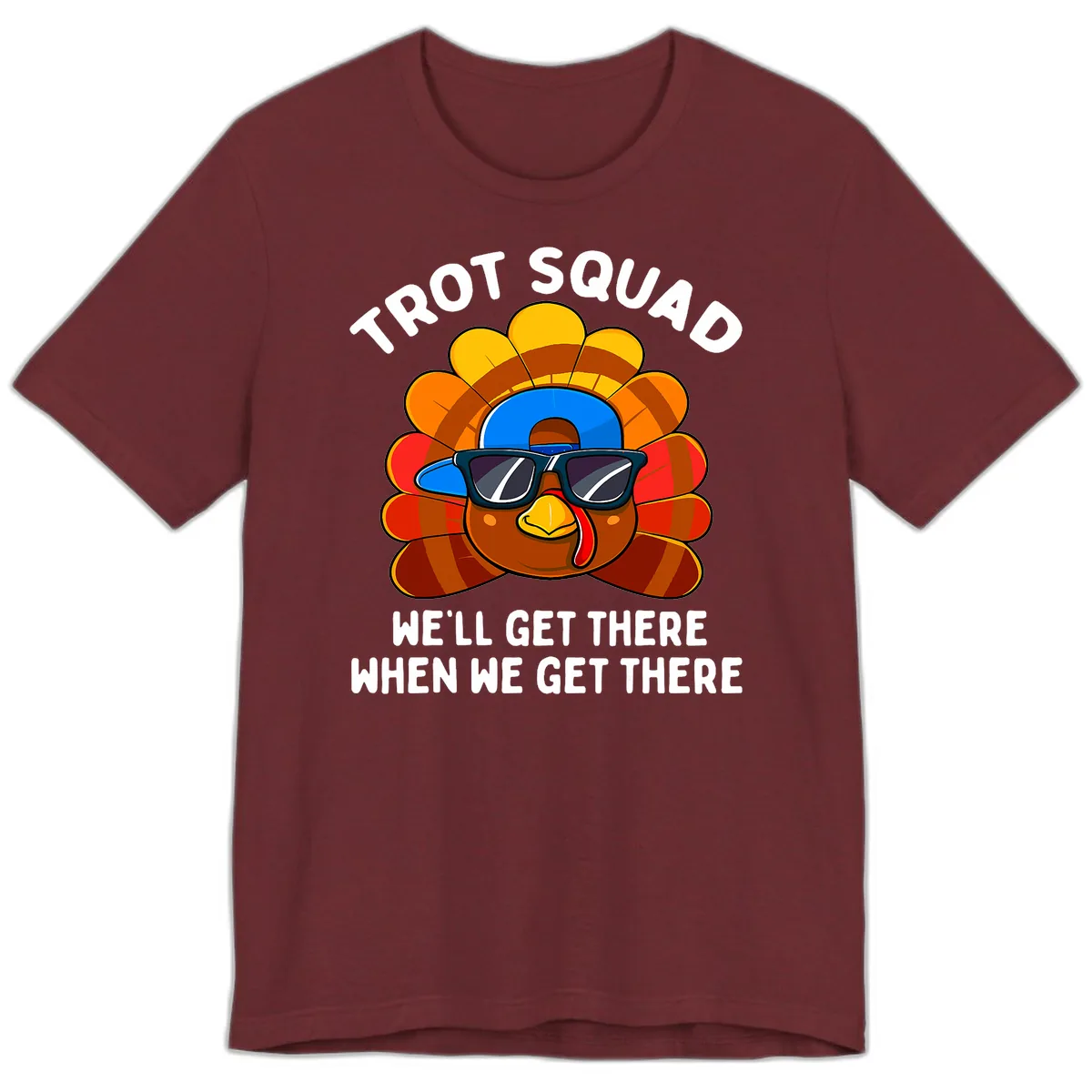Trot Squad Turkey Thanksgiving Premium T-Shirt in Heather Cardinal