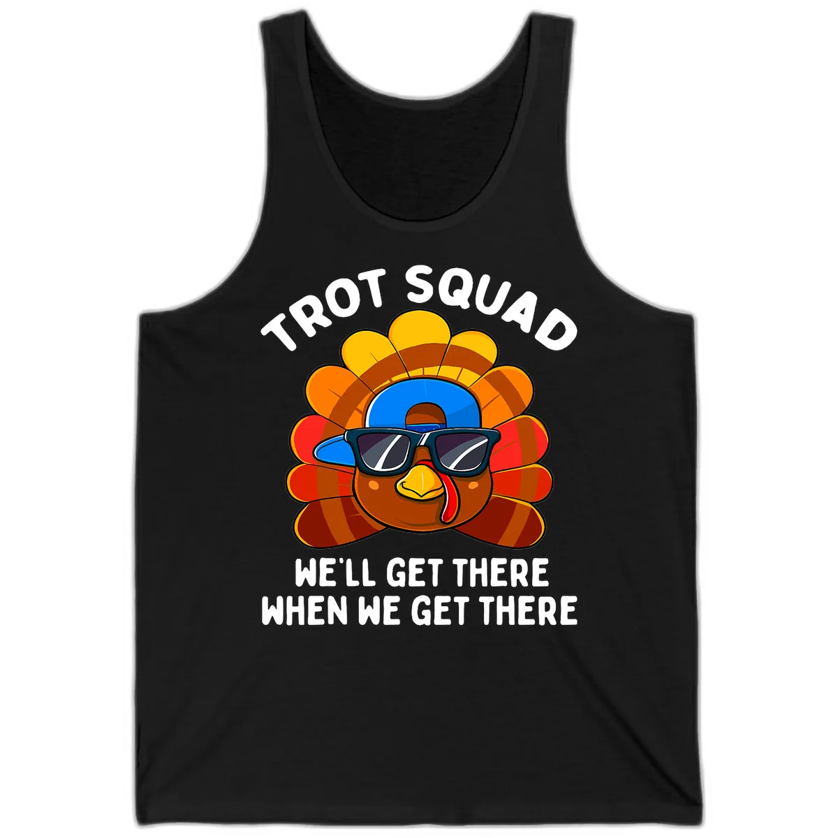 Trot Squad Turkey Thanksgiving Tank in Black