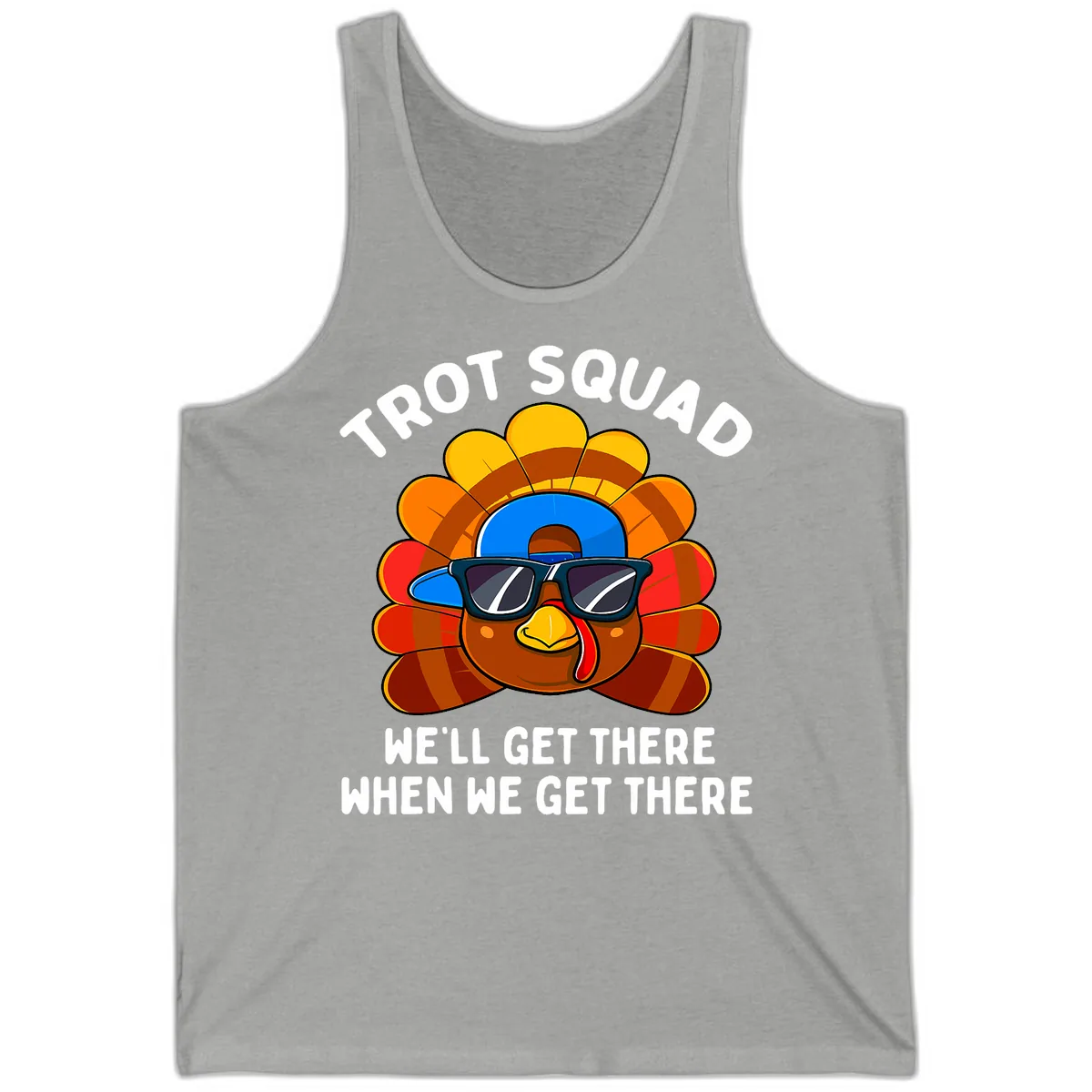 Trot Squad Turkey Thanksgiving Tank in Athletic Heather