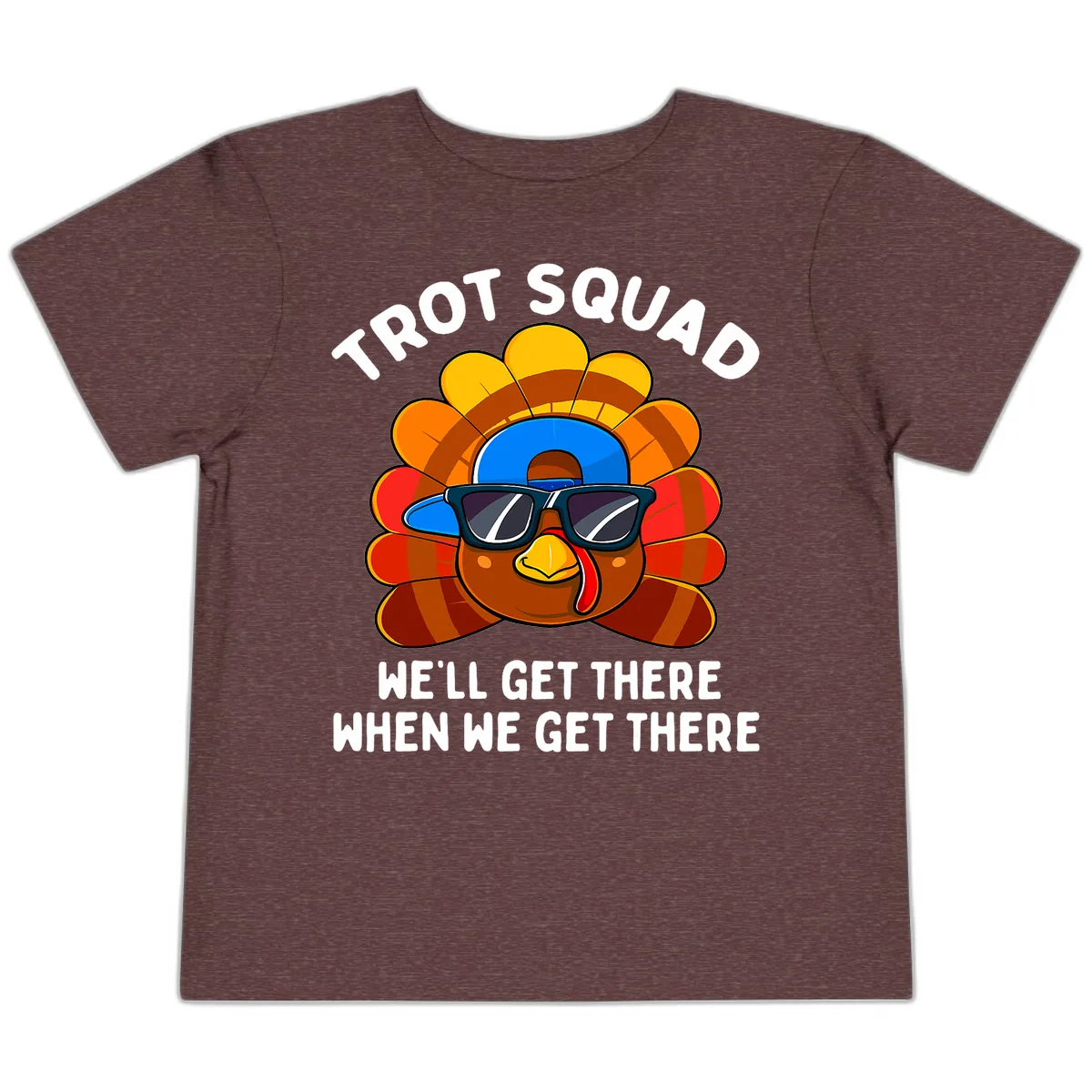 Trot Squad Turkey Thanksgiving Toddler T-Shirt in Heather Maroon