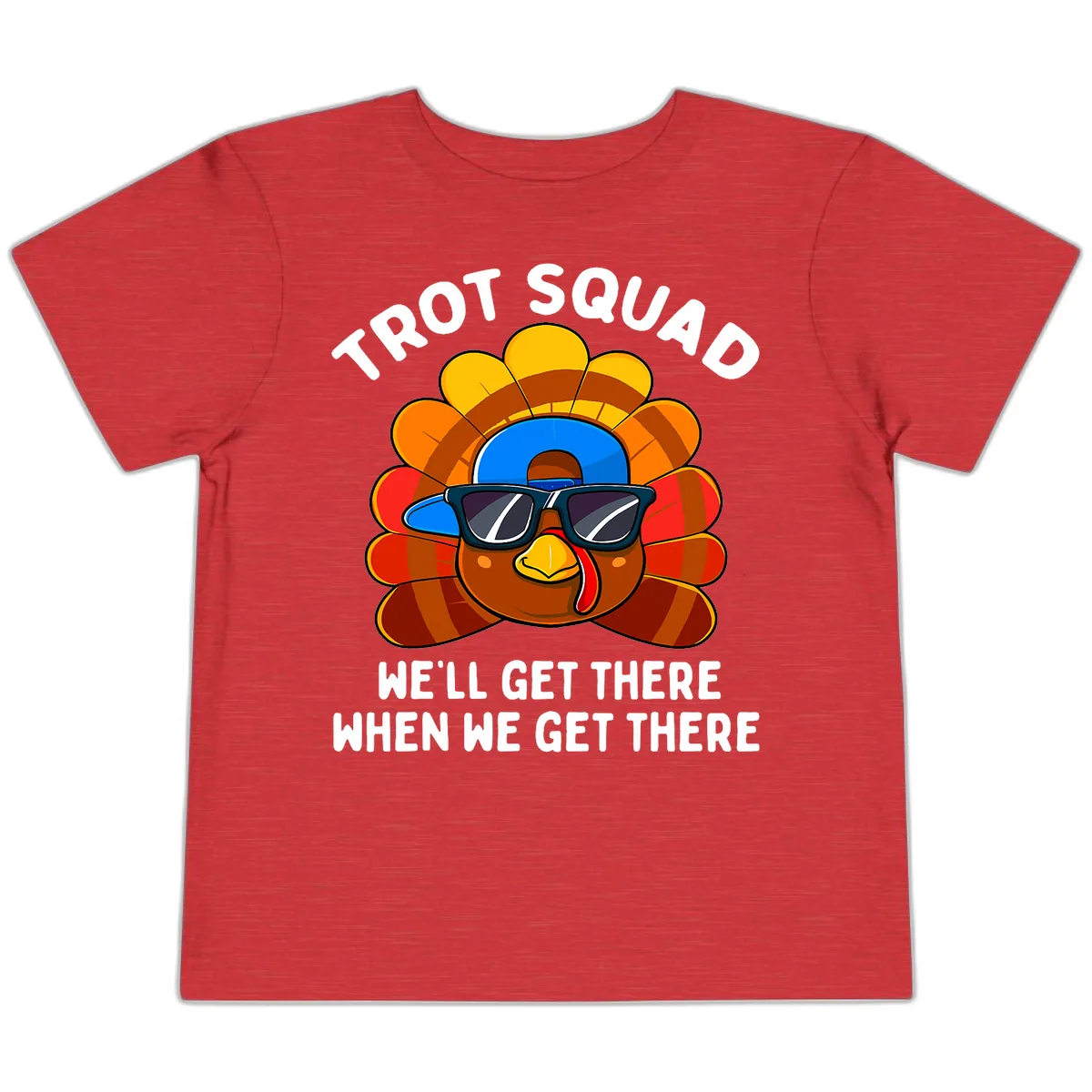 Trot Squad Turkey Thanksgiving Toddler T-Shirt in Heather Red