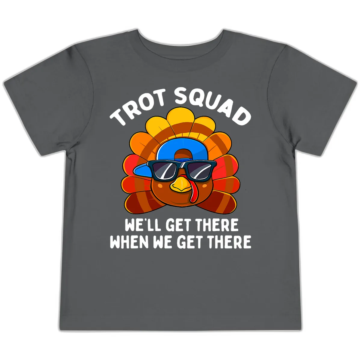 Trot Squad Turkey Thanksgiving Toddler T-Shirt in Asphalt