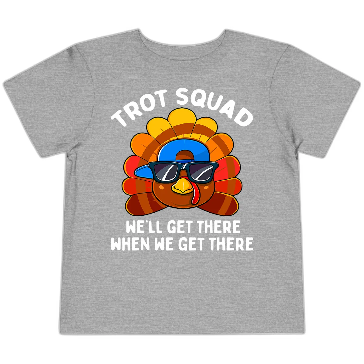 Trot Squad Turkey Thanksgiving Toddler T-Shirt in Athletic Heather