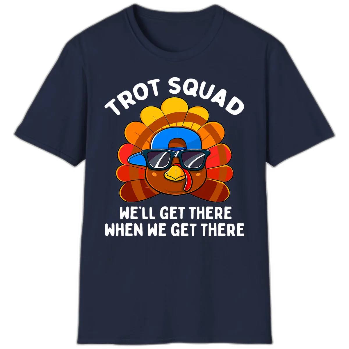Trot Squad Turkey Thanksgiving T-Shirt in Navy