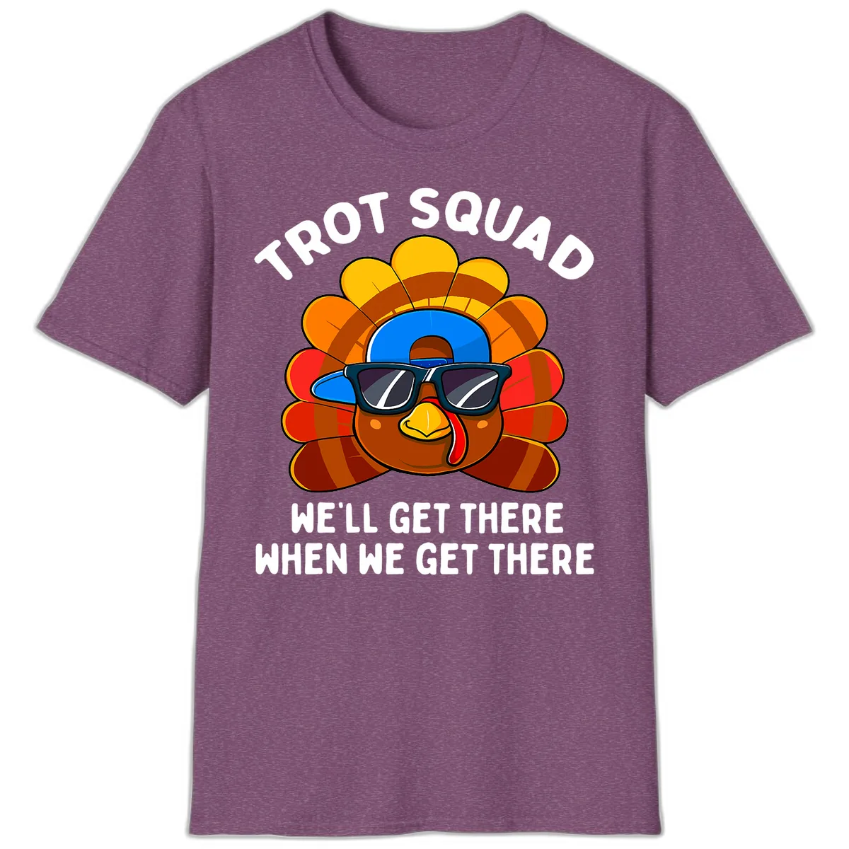 Trot Squad Turkey Thanksgiving T-Shirt in Heather Maroon