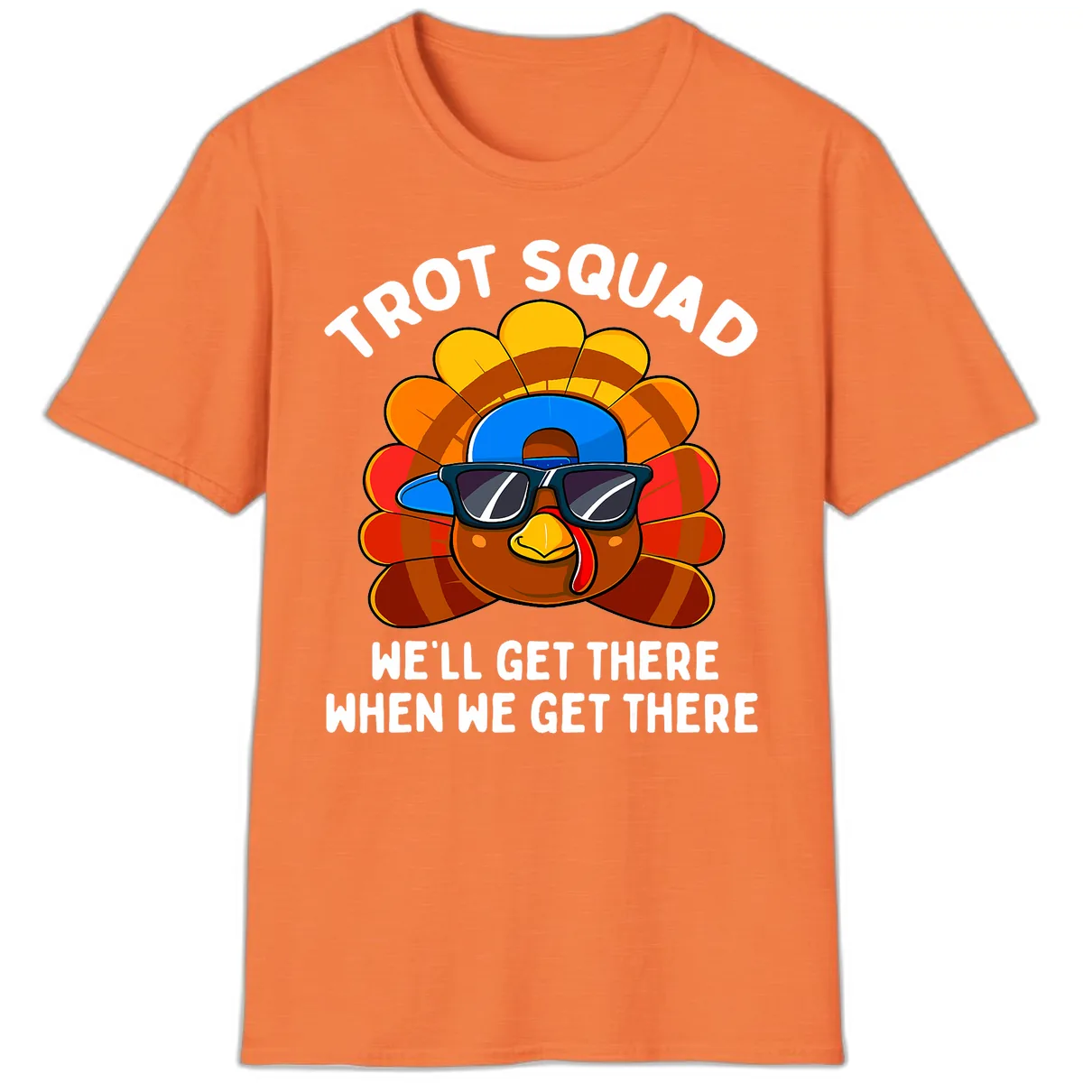 Trot Squad Turkey Thanksgiving T-Shirt in Heather Orange