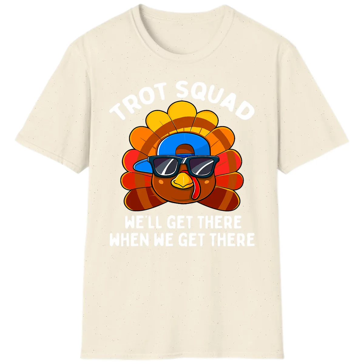 Trot Squad Turkey Thanksgiving T-Shirt in Natural